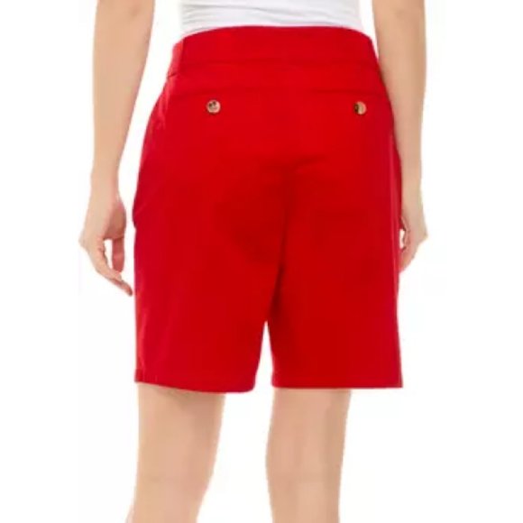 Kim Rogers Red Solid Twill Bermuda Shorts Size 6 NWT - Picture 2 of 6